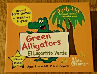 Green Alligators Bilingual Spanish Flash Card Game - Zoo & Farm Animals - Vida