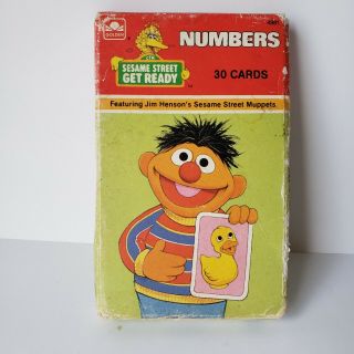 80s Vintage Sesame Street Number Flash Cards Set Educational Golden 1986