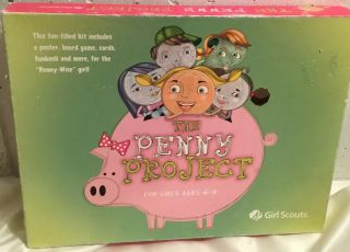 Girl Scouts Board Game The Penny Project Kit W Poster Cards,  Funbook Ages 6 - 8