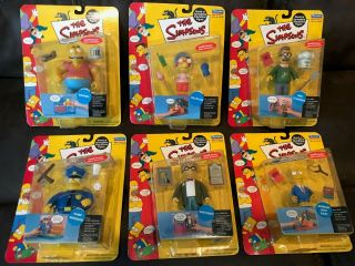 The Simpsons Wos Figures Barney Flanders Smithers Bart,  2 More (set Of 6) 2000