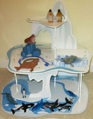 Animal Planet Complete Wooden Polar Playland Playset Extra Killer Whales Sharks