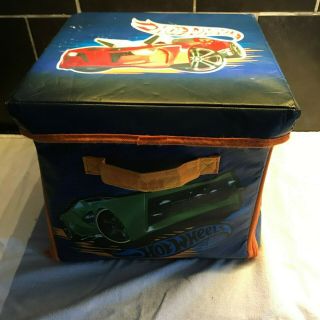 Hot Wheels Canvas Storage Box Zip Bin With Fold Out Race Track / Playmat