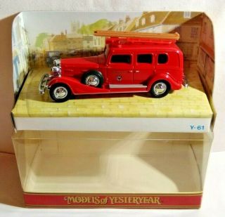 Matchbox Models Of Yesteryear 1:46 Scale 1933 Cadillac Fire Engine - Y - 61