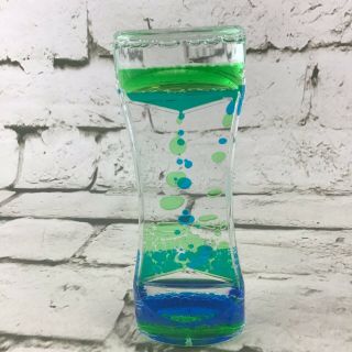 Liquid Motion Bubbler Fidget Timer Sensory Calming Flip Toy Blue And Green