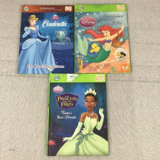 Leapfrog Tag Reader 3 Book Set Disney: Little Mermaid Cinderella Princess Tiana