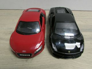 2x Maisto 1:24 Model Cars - Red Audi R8,  Black Lamborghini Gallardo LP 560 - 4 2