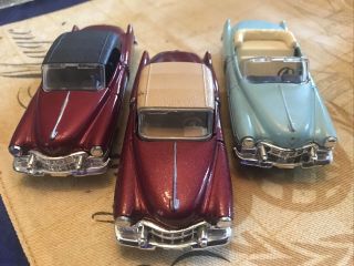 3 1950’s Cadillac 1:43 Scale Die - Cast Pull - Back Caddy Convertible & Hardtop Cars