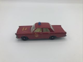 Vintage Matchbox Lesney 55/59 Ford Galaxie Fire Chief Car - Made In England