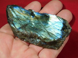A Bright Blue And Gold Flash On This Cut And Polished Labradorite 112gr