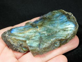 A Bright Blue and Gold Flash on This Cut and Polished Labradorite 112gr 2