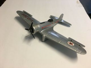 Vintage Texaco Airplane Bank Diecast W/ Key Silver 13.  5 " X 8 "