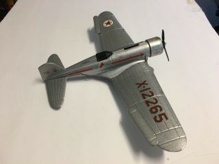 Vintage Texaco Airplane Bank Diecast w/ key Silver 13.  5 