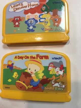 Vtech Vsmile Baby Infant Learning System Games 2 Cartridges Farm Discover Home