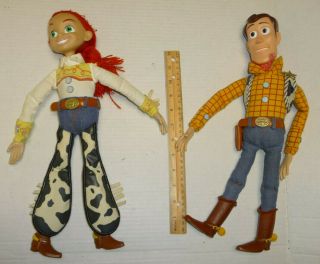 Disney Store Pixar Toy Story 16 " Pullstring Talking Woody & Jessie No Hats