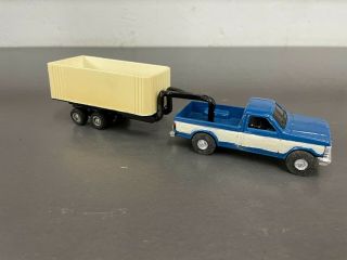 2 Custom 1:64 Ertl Ford Pickup Trucks With Sprayer And Gooseneck