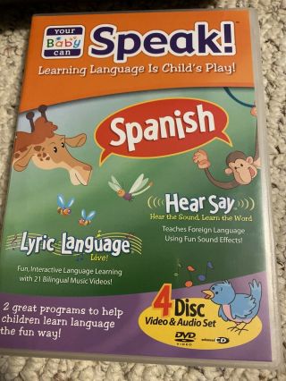 Your Baby Can Speak Spanish Hear Say Lyric Language (dvd) 4 Disc Set