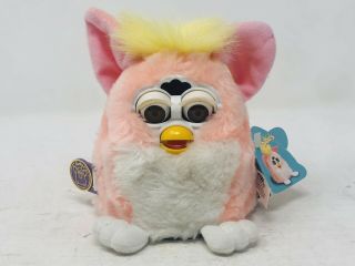 Vintage 1999 Tiger Electronics Furby Baby White And Pink Ears Body W/ Tags Read