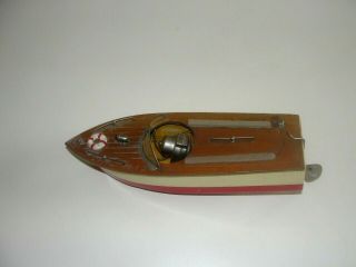Vintage Wood Toy Speed Boat Model Battery Operated