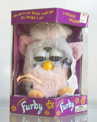 Furby 1998 Tiger Electronics Grey Pink W/ Box