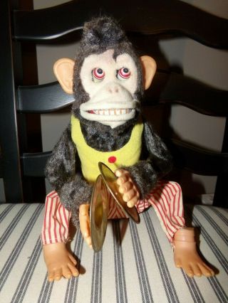 Vintage Musical Battery Operated Jolly Chimp Toy With Cymbals
