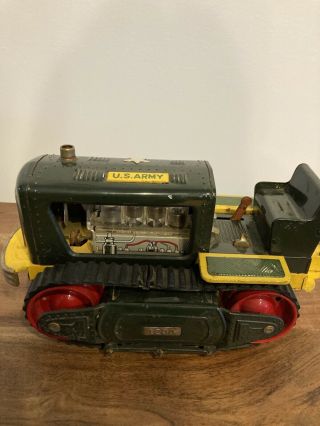 Vintage Japan Tin Litho Batt Operated 1200 Toy Piston Action Tractor 3