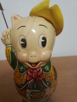 Vintage 1949 Marx ' Cowpuncher Porky ' Leon Schlesinger Tin Litho Wind Up Toy 2