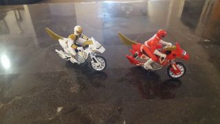 Mighty Morphin Power Rangers Red & White Shark Cycle Motorcycles 1995 Bandai
