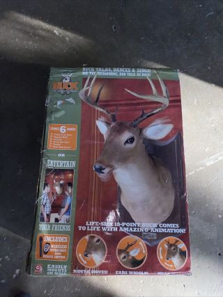 Gemmy Buck Animated Deer Talks Sings With Remote & Microphone Box Rare