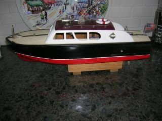 Toy Wood Boat Ito Battery Operated Boat Cabin Cruiser 18 In.  Wooden Vintageboat