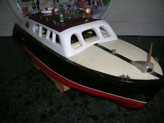 TOY WOOD BOAT ITO BATTERY OPERATED BOAT CABIN CRUISER 18 IN.  WOODEN VINTAGEBOAT 4