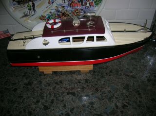 TOY WOOD BOAT ITO BATTERY OPERATED BOAT CABIN CRUISER 18 IN.  WOODEN VINTAGEBOAT 6