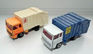 Matchbox No 38 Refuse Trucks X 2 Complete 1979 Superfast Collectomatic