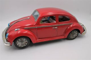 Rare Huge 1960s Bandai Volkswagen Beetle B/o Tin Litho Toy Vw Car