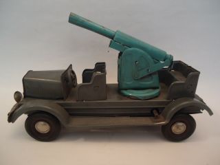 Vintage Rare Soviet Russian Zis Military Wind Up Tin Toy Anti Aircraft Truck 50s