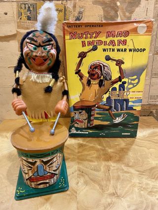 Vintage Louis Marx & Co.  Toys “nutty Mad Indian” Tin Toy Drummer Japan