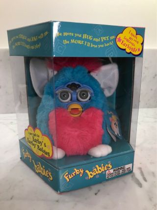 1999 Furby Babies Clown; Great; Silver/gray Eyes With Opened Box