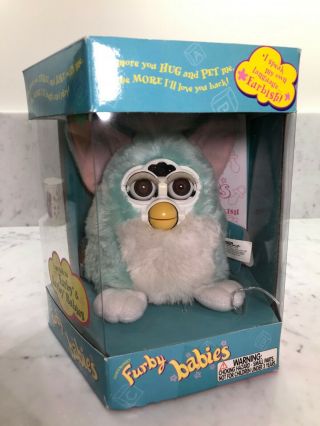 1999 Furby Babies Green; Great; Brown Eyes With Opened Box