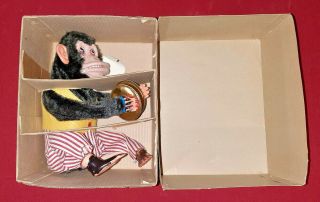 Vintage Daishin Japan Musical Jolly Chimp Toy Monkey & Box Tag Insert 2