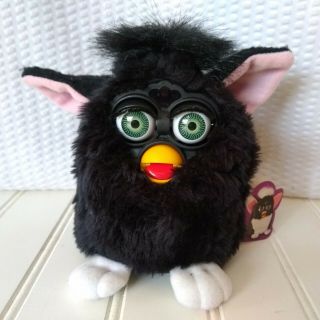 Tiger Furby Solid Black Parts Vintage Green Eyes With Tags Not