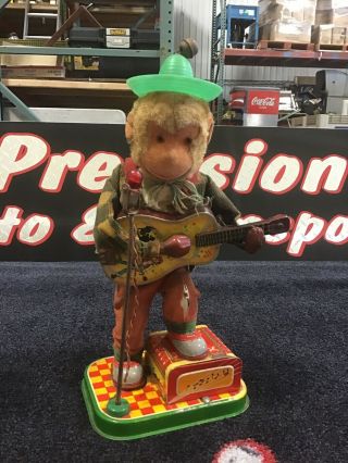 Rock ' n Roll Monkey Battery Operated Toy by ALPS - Playing Guitar 1950’s 2