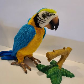 Furreal Squawkers Mccaw Talking Parrot Hasbro Bird W/ Perch