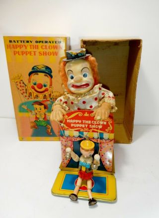 Look Happy The Clown Puppet Show Bo Toy C1960 Japan Battery Door Damage