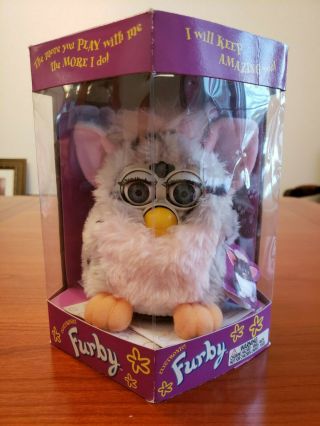 1998 Furby Gray w Black Spots and Pink Belly Blue Eyes Model 70 - 800 2