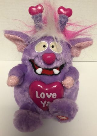 Gemmy Mahna Mahna Monster Singing Animated 8 " Purple Hearts Figure Toy Love Ya