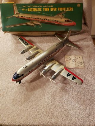 Vintage Marx N305aa American Airlines Battery Operated Tin Airplane