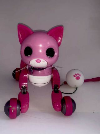 Rare Zoomer Kitty Pink W/ Hearts Robot Cat Interactive Missing Charger