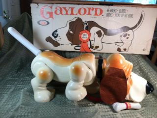 Vintage 60s Ideal Gaylord Battery Operated Walking Dog Toy W/ Bone