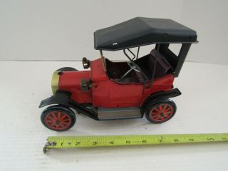 Vintage Large Tin Metal Battery Operated Car 2 Door Made Japan Red