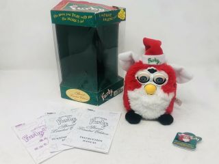 Vintage 1998 Furby Special Limited Edition Christmas Santa Hat Red & White Read