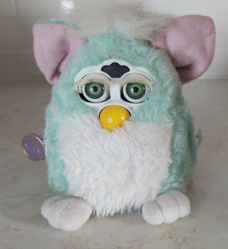 Vintage Furby Baby 1999 Tiger Electronics 70 940 Green Teal & White Hasbro